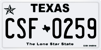 TX license plate CSF0259