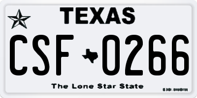 TX license plate CSF0266