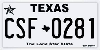 TX license plate CSF0281