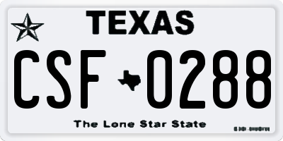 TX license plate CSF0288