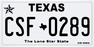 TX license plate CSF0289