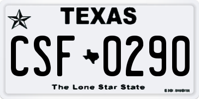 TX license plate CSF0290