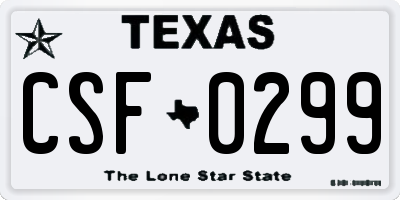 TX license plate CSF0299