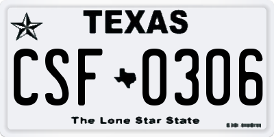 TX license plate CSF0306