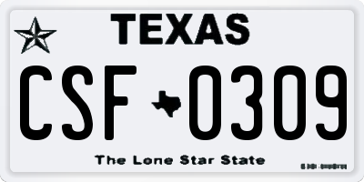 TX license plate CSF0309