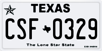 TX license plate CSF0329
