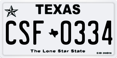 TX license plate CSF0334
