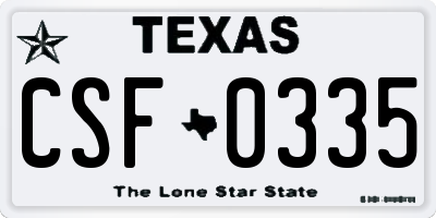 TX license plate CSF0335