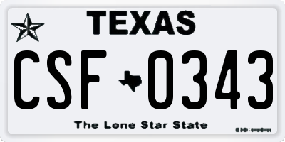 TX license plate CSF0343