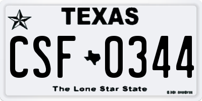 TX license plate CSF0344