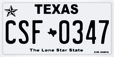 TX license plate CSF0347