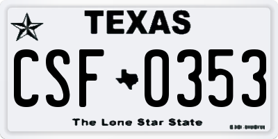 TX license plate CSF0353