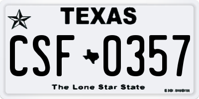 TX license plate CSF0357