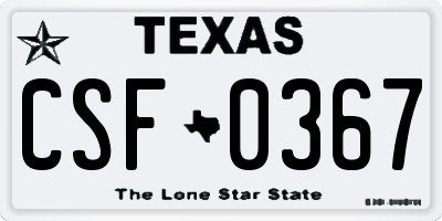 TX license plate CSF0367