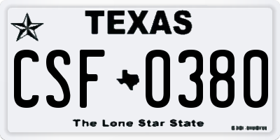 TX license plate CSF0380