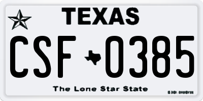 TX license plate CSF0385
