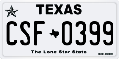 TX license plate CSF0399