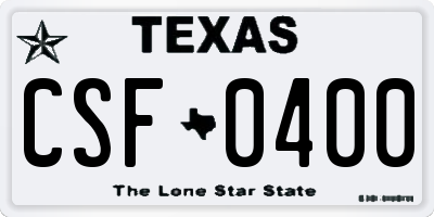 TX license plate CSF0400