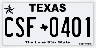 TX license plate CSF0401