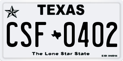 TX license plate CSF0402