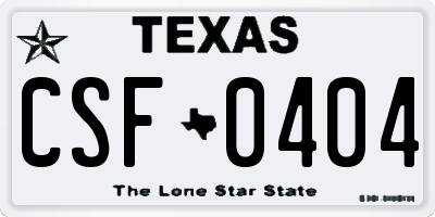 TX license plate CSF0404