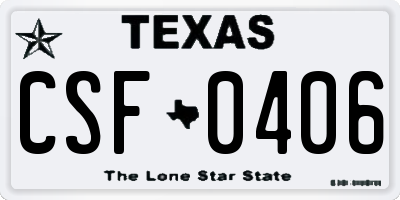 TX license plate CSF0406