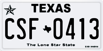 TX license plate CSF0413