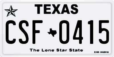 TX license plate CSF0415