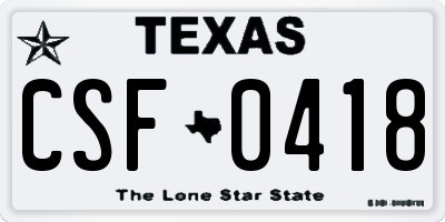 TX license plate CSF0418