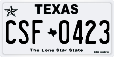 TX license plate CSF0423