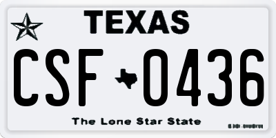 TX license plate CSF0436