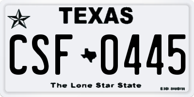 TX license plate CSF0445