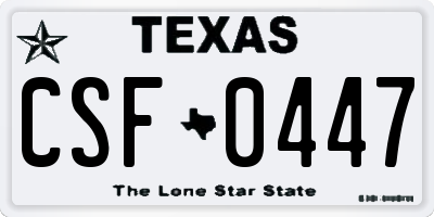 TX license plate CSF0447