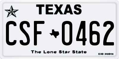 TX license plate CSF0462