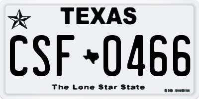TX license plate CSF0466
