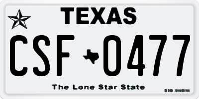 TX license plate CSF0477