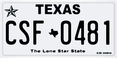 TX license plate CSF0481