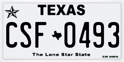 TX license plate CSF0493