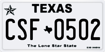 TX license plate CSF0502