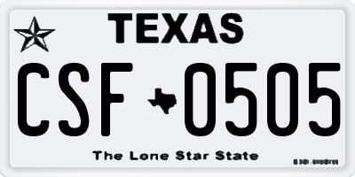 TX license plate CSF0505