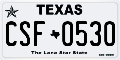 TX license plate CSF0530