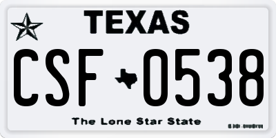 TX license plate CSF0538