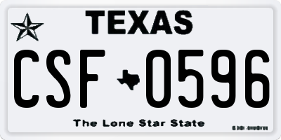 TX license plate CSF0596