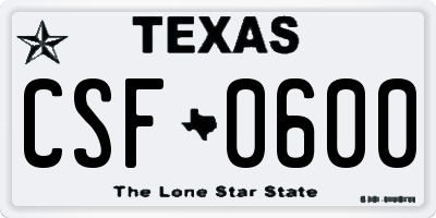 TX license plate CSF0600