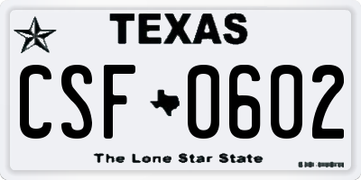 TX license plate CSF0602