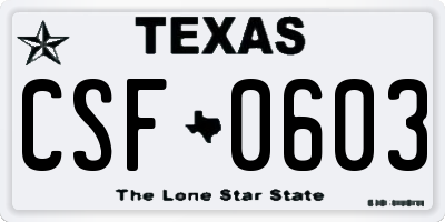 TX license plate CSF0603