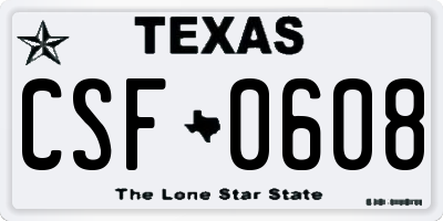 TX license plate CSF0608