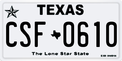 TX license plate CSF0610