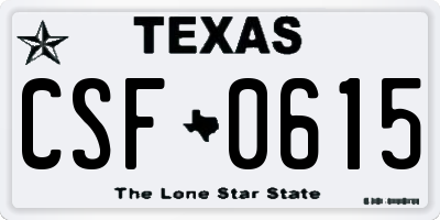 TX license plate CSF0615