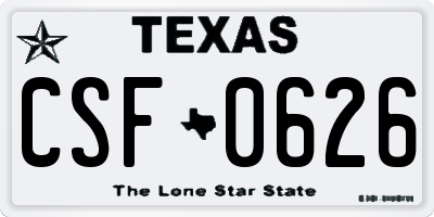 TX license plate CSF0626